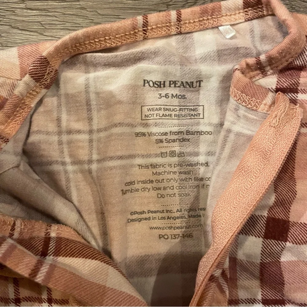 Posh Peanut 3-6 months Plaid Zippered Footie Pajama‎ Stephanie Pink Ruffles